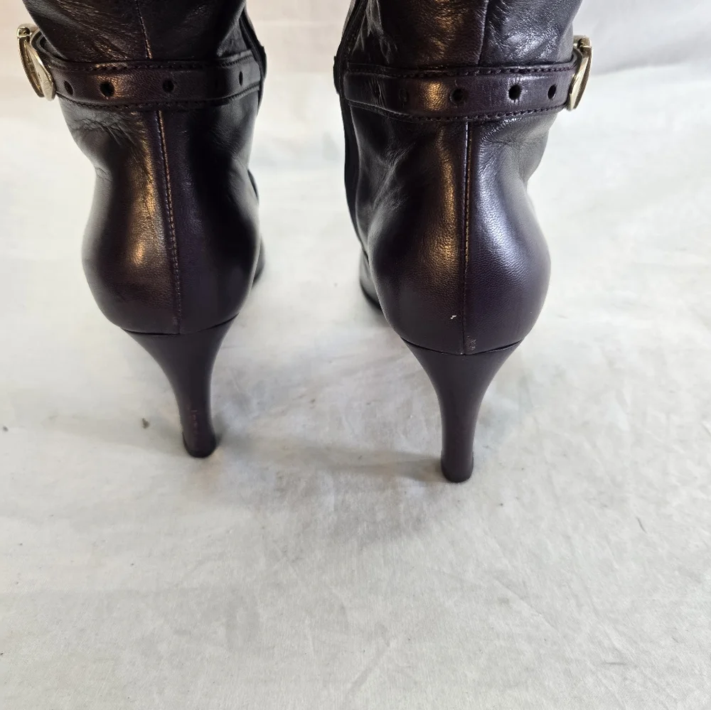 Vintage Gucci Women’s Size 7.5 Long Leather Purple Heels Boots - Picture 9 of 15